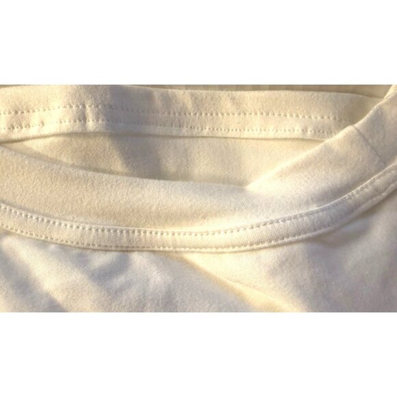 White Blue Stretch Soft Short Sleeve Tee with Blue YellowFloral Designs Appliqué - Picture 9 of 9